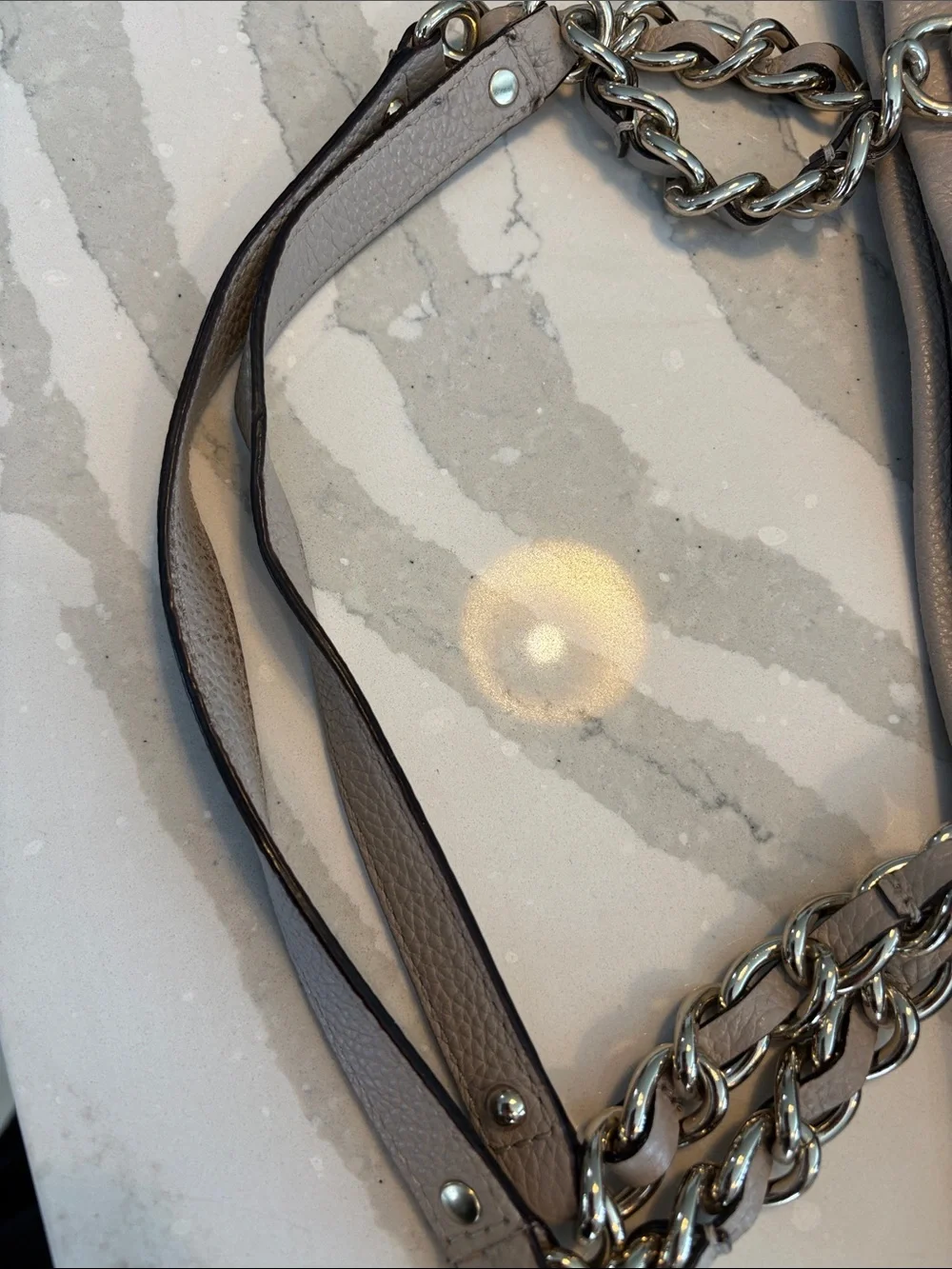kate spade Pebbled Leather Tote in Light Gray with Gold Hardware